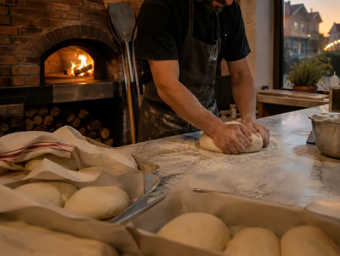 Hnětení těsta na pizzu