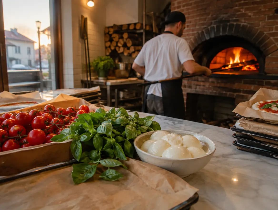 Italské suroviny rajčata bazalka mozzarella